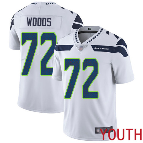 Seattle Seahawks Limited White Youth Al Woods Road Jersey NFL Football #72 Vapor Untouchable->youth nfl jersey->Youth Jersey